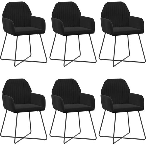 vidaXL Jedilni stoli 6 pcs Žamet Črna 55 x 50 x 84 cm, (5000296710) Cene
