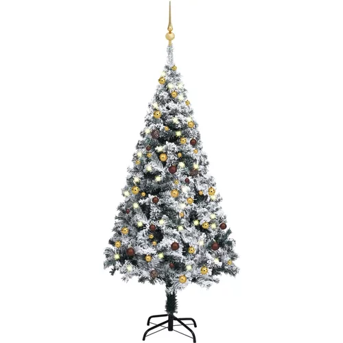 vidaXL umjetno božićno drvce LED s kuglicama zeleno 150 cm PVC