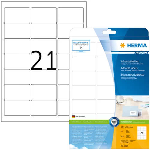 Herma Samolepilne etikete Adress Premium 5029, (63,5 x 38,1 mm), 25/1