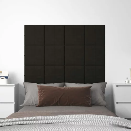 vidaXL Stenski paneli 12 kosov črni 30x30 cm žamet 1,08 m²