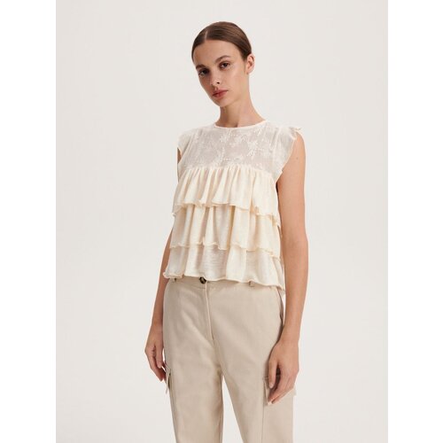 Reserved bluza z volani - ebenovina Cene