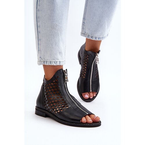 Zazoo 977/L Leather Cutout Sandals with Zip Cene