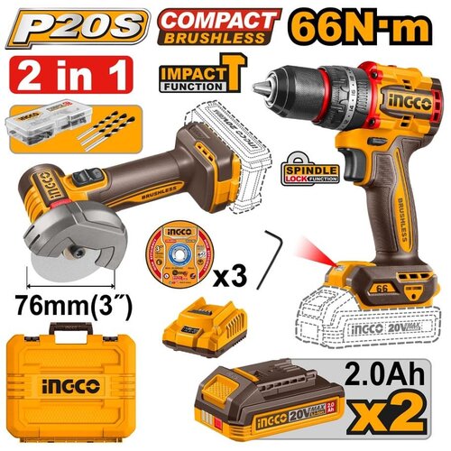 Ingco Akumulatorski set alata CKLI20255E 2x2/0Ah SUPER Cene
