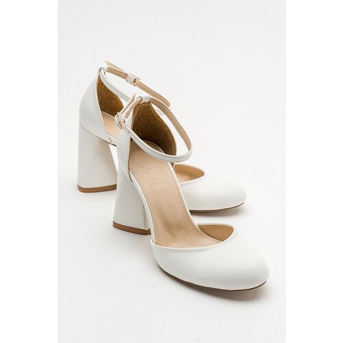 LuviShoes Oslo White Skin Women's Heeled Shoes Cene