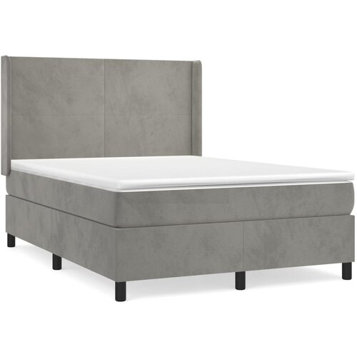 Maison Chic Box spring postelja - Vzmetna postelja z vzmetnico svetlo siv 140x190 cm žamet SL2314, (21901894) Cene