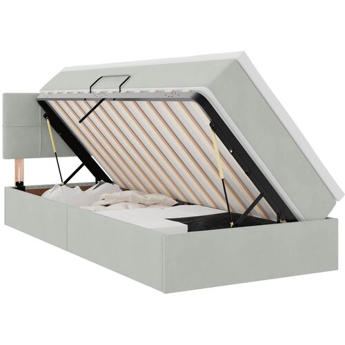 vidaXL Krevet s od storage s madracem Svijetlo siva 90 x 200 cm Bar&scaron;un Cijene