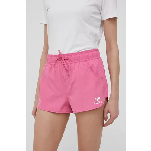 Roxy Kratke hlače za žene, boja: ružičasta, s tiskom, visoki struk