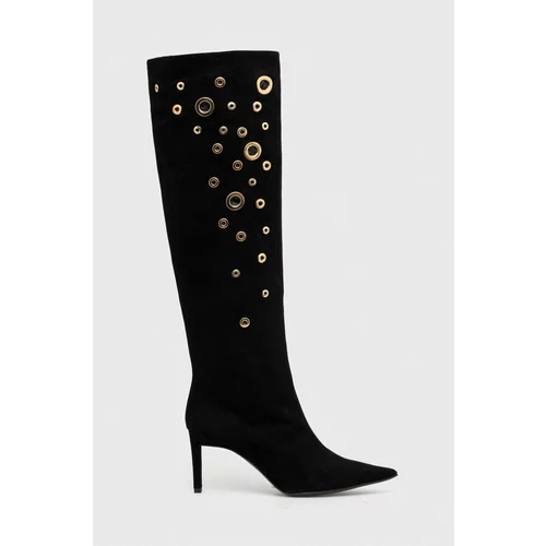 Pinko Čizme od brušene kože Lehar za žene, boja: crna, s tankom potpeticom, 102027 A18V Z99