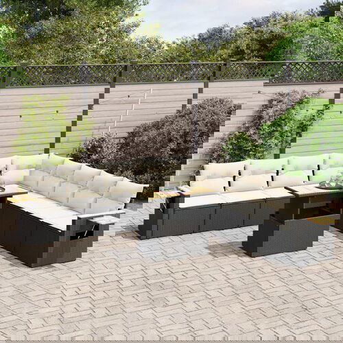 vidaXL 11-dijelni set vrtnih sofa od poliratana s jastucima crni Cijene