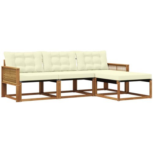 vidaXL Zunanja garnitura za sedenje z blazino 4 pcs Naravna in smetana, (5000273124) Cene