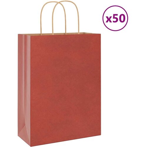  Papirnate vrećice 50 kom s ručkama crvene 26x12x35 cm Cene