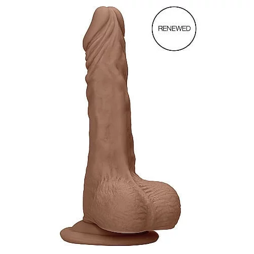REALROCK Dong 9 - realističan, testikularni dildo (23 cm) - tamno prirodan