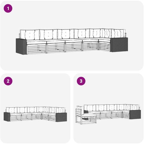  Set vanjskih sofa 6 kom. Prirodna i svjetlosiva Poliester Slike