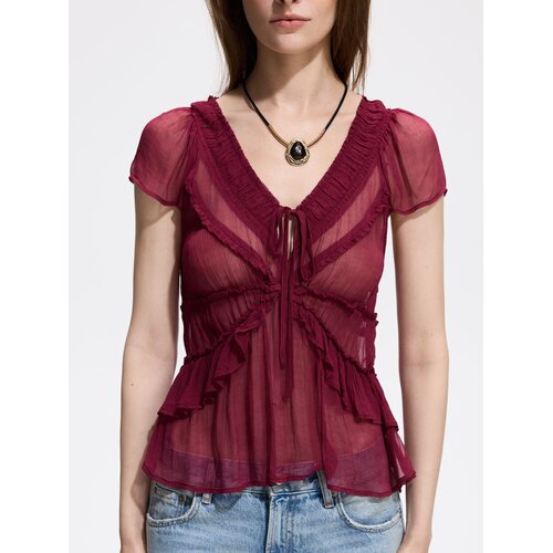 Reserved Bluza s volanima - tamnoljubičasto Cijene