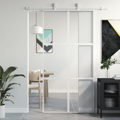vidaXL Klizna vrata bijela 102 5x205 cm od kaljenog stakla i aluminija Cene