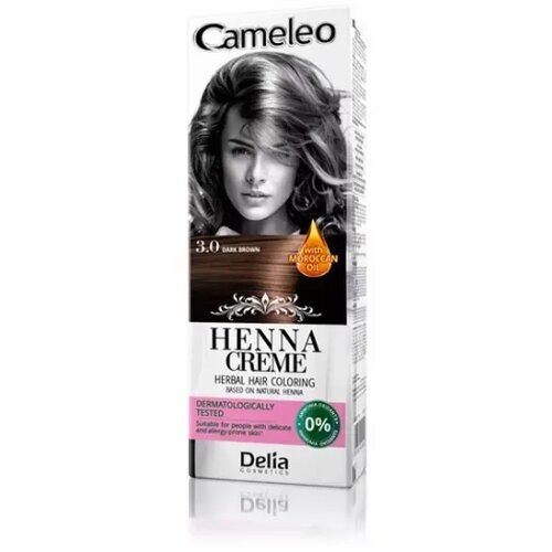 Cameleo farba za kosu bez amonijaka, na bazi prirodne kane (hene) 3.0 tamno smeđa 75 g - delia Cene