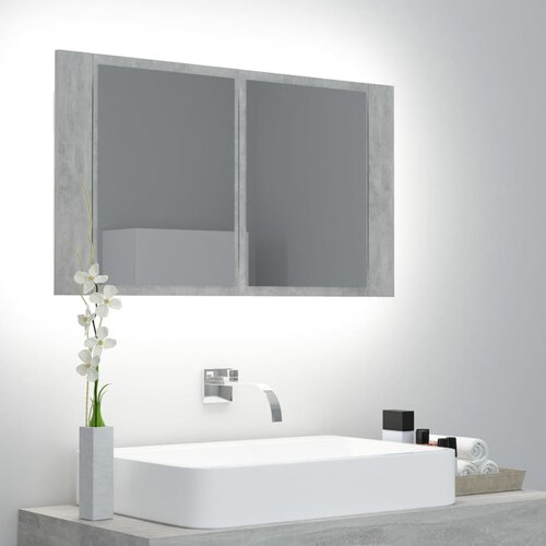 VidaXL LED kupaonski ormarić s ogledalom siva boja betona 80x12x45 cm Slike
