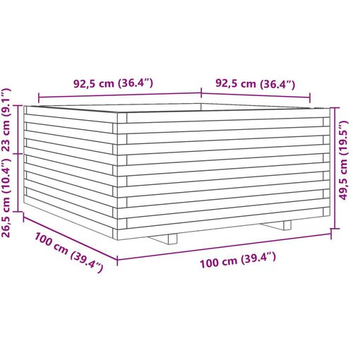  Vrtna sadilica vo&amp;scaron;tano smeđe boje 100x100x49 5 cm od borovine Slike