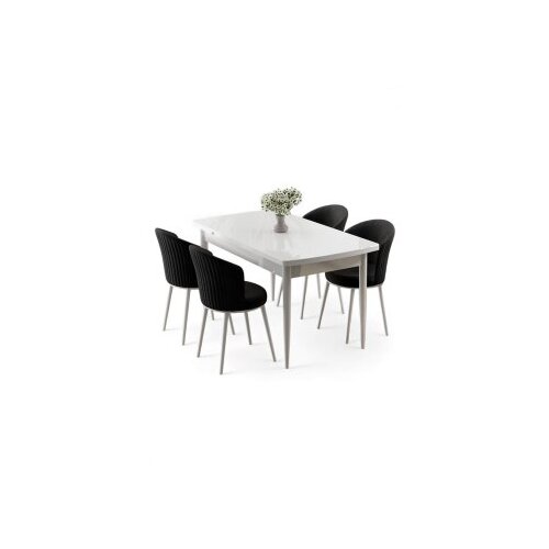 Hanah home Rasklopivi trpezarijski sto i stolice (5 delova) Asfel White Black Cene