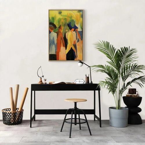  Slika - August Macke &amp;ndash; Walker under trees (Walker in the park) 40x60 U prirodnom drvenom okviru Slike