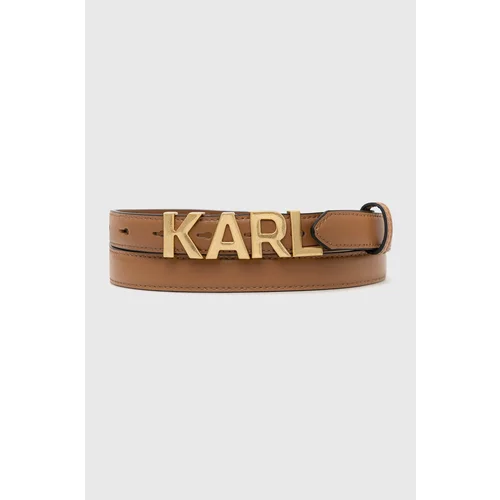 Karl Lagerfeld Usnjen pas ženski, rjava barva