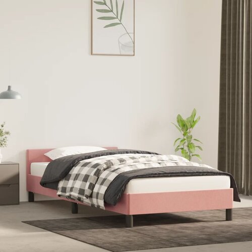 The Living Store Posteljni okvir z vzglavjem roza 80x200 cm žamet - Posteljni Okvir Z Vzglavjem, (21489425) Slike