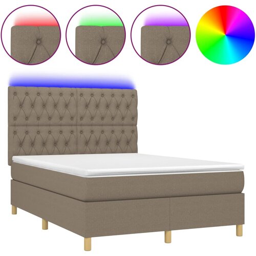 Maison Chic Box spring postelja - Vzmetna postelja z vzmetnico LED taupe 140x190 cm blago SL15571, (21900819) Cene