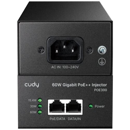 Cudy Adapter POE300 60W Gigabit PoE+/PoE Injector, 802.3at/802.3af Standard/domet 100 Metara Slike