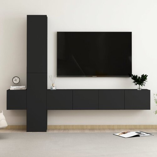  5-dijelni set TV ormarića od iverice crni Slike