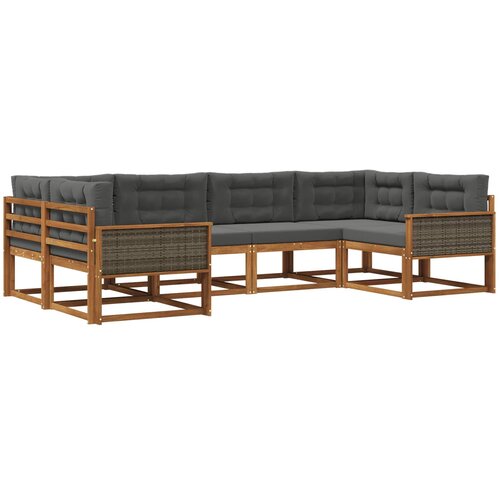 vidaXL Zunanja garnitura za sedenje 6 pcs Naravna in antracitna, (5000280841) Cene