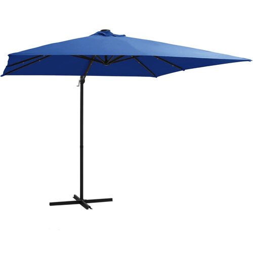  Konzolni vrtni suncobran s čeličnim stupom LED 250x250cm azurni Slike