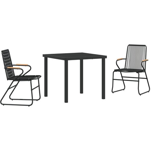 vidaXL 3-delni vrtnarski jedilni set črni PVC rattan, (22086909) Cene