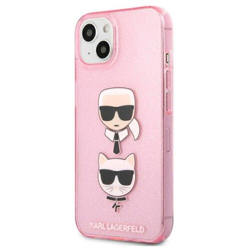 Karl Lagerfeld Futrola za iPhone 13 Mini Pink Glitter Karl`s &amp;amp; Choupette Slike