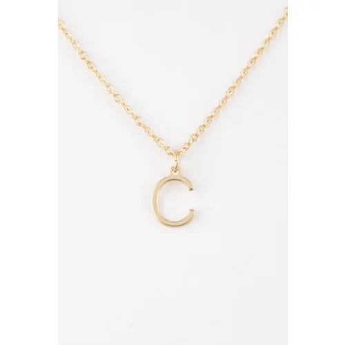 Defacto Women's C Letter Gold Necklace