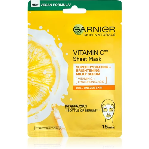 Garnier Skin Naturals Vitamin C Sheet maska za posvjetljivanje s hidratacijskim učinkom s vitaminom C 28 g