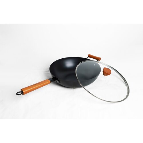 Grill King Asia nitrirani wok z dvema ročajema in ravnim dnom + steklena pokrovka, 32 cm, (21567579) Cene