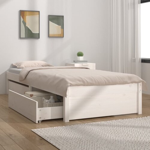 The Living Store Posteljni okvir s predali bel 90x200 cm - Posteljni Okvir, (21526051) Slike