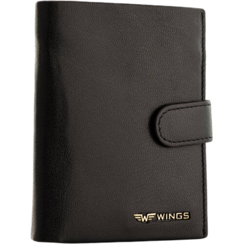 WINGS Mu&amp;scaron;ki novčanik s patentnim zatvaračem od prave kože, crne boje Slike