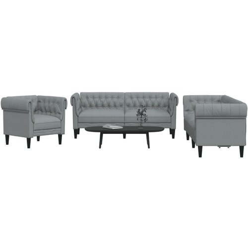  3-dijelni set sofa svjetlosivi od tkanine Cene