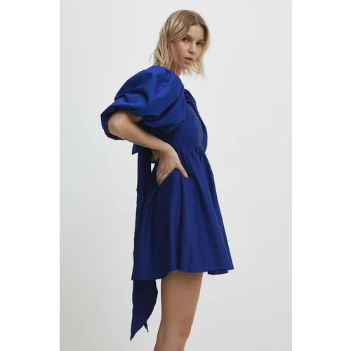 Answear Lab Haljina boja: tamno plava, mini, širi se prema dolje