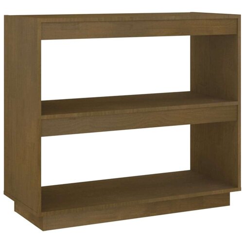 VidaXL knjižna omara medeno rjava 80x35x71 cm trdna borovina Slike