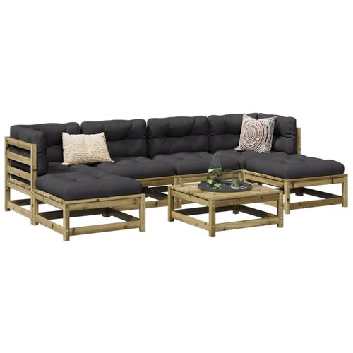 VidaXL 7-dijelni set vrtnih sofa od impregnirane borovine s jastucima Slike