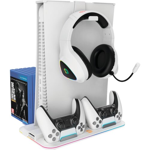 Canyon CS-5, PS5 Charger stand, with RGB light, 315*185*28mm, with 23CM+0.5cm cable, 475±10g, White Cijene