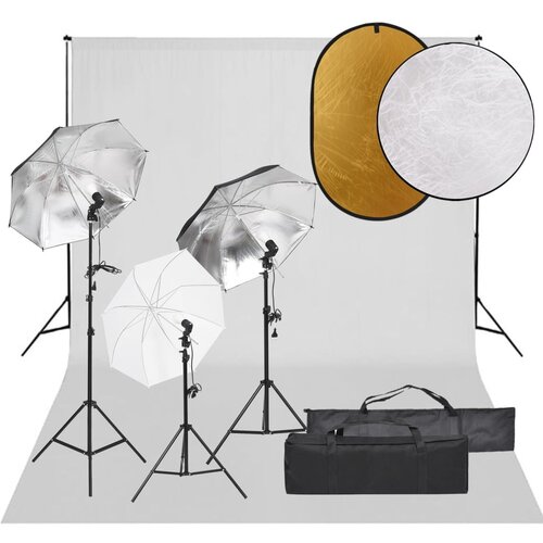 vidaXL komplet za foto studio z lučmi, ozadjem in odbojnikom Cene