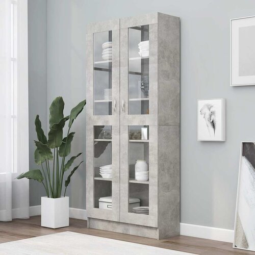  Vitrina siva boja betona 82,5x30,5x185,5 cm konstruirano drvo Cijene