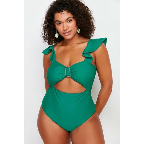 Trendyol curve green balconette swimsuit with recovery effect Cene