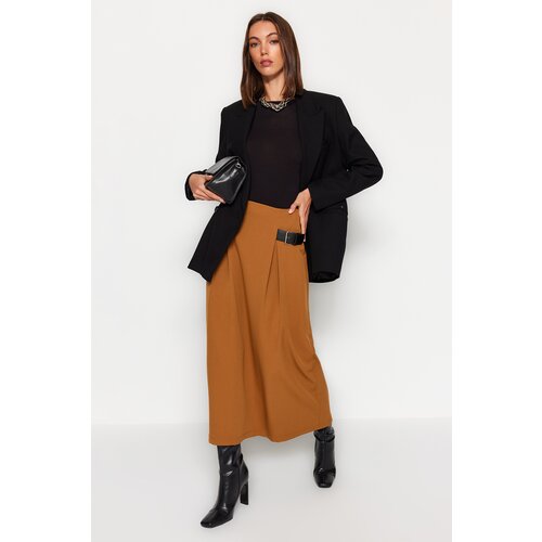Trendyol Brown Woven Skirt With Accessory Detail Slike