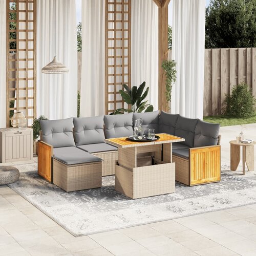 vidaXL 8-dijelni set vrtnih sofa od poliratana s jastucima bež Cijene