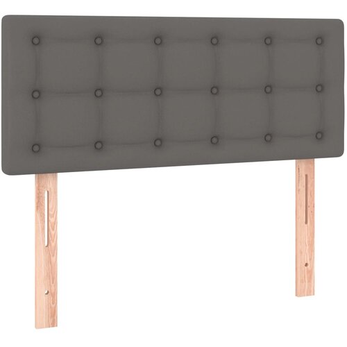  Krevet box spring s madracem LED sivi 90x200 cm od umjetne kože Slike