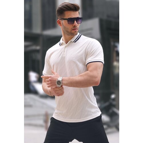 Madmext Ecru Polo Collar Regular Fit Men&amp;#039;s T-shirt 6110 Slike